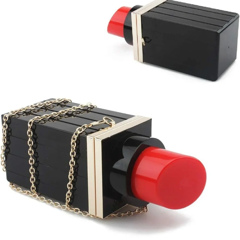 Acrylic Lipstick Purse Clutch Women's Evening Party Crossbody Bag